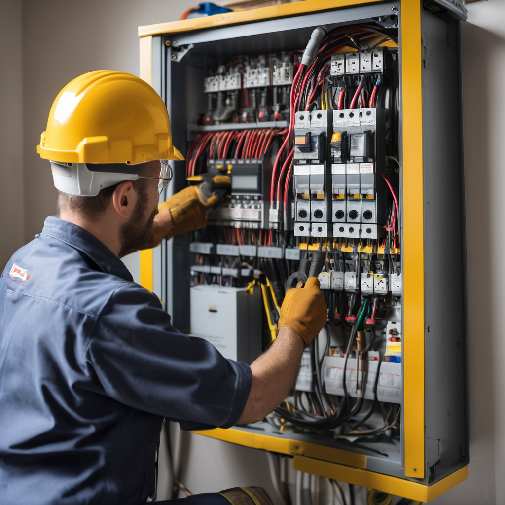Modern electrical panel showing professional installation with organized circuit breakers